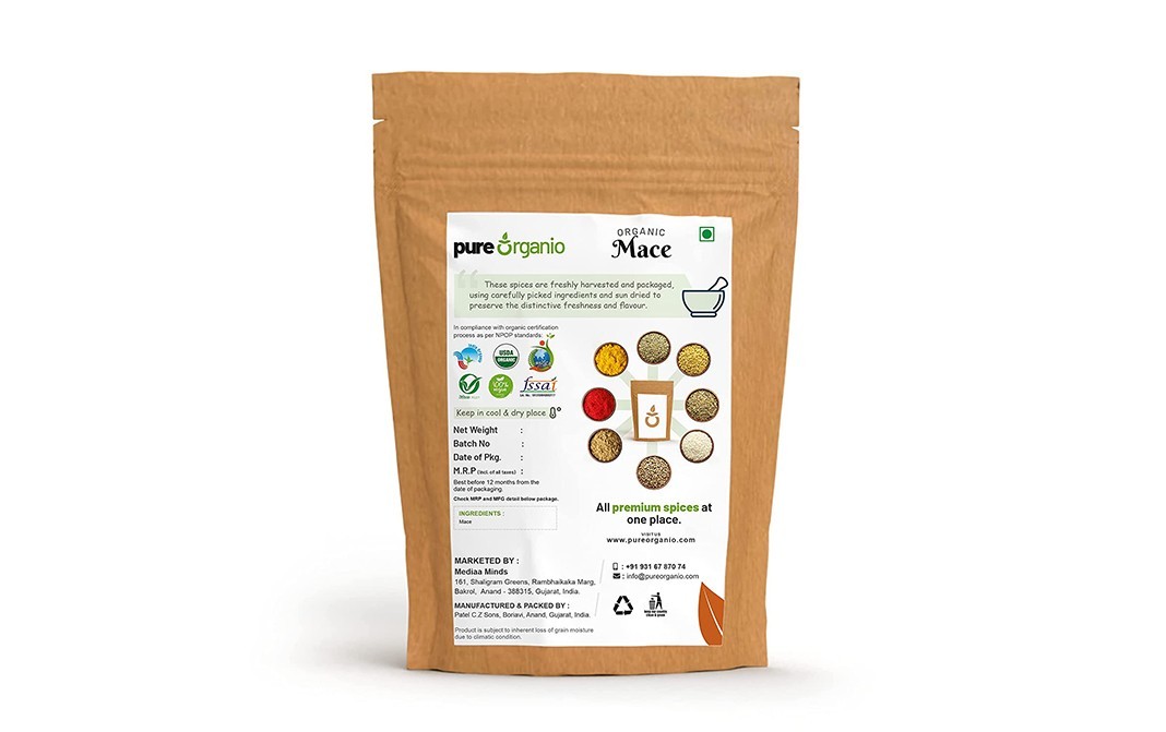 Pure Organio Organic Mace    Pack  100 grams
